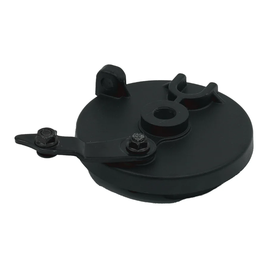Drum brake backing plate assembly, front, with lever